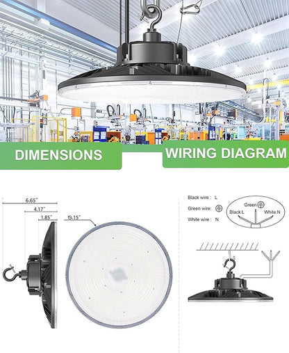 300W UFO-LED-High-Bay-Light, UL & DLC Listed 5000K Daylight 43500LM, 0-10V - Image 5