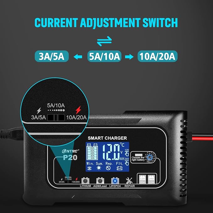 20Amp Lithium Battery Charger, 12V and 24V, Lead-Acid Car Battery Charger - Image 4
