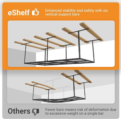 4ftx8ft Overhead Garage Storage Rack, Heavy-Duty Metal Garage Ceiling Storage - Image 5