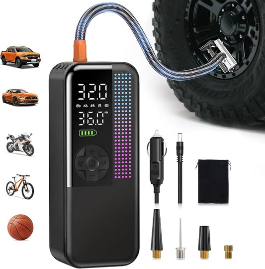 Tire Inflator Portable Air Compressor, 150 PSI Cordless Air Pump, Dual Power by WEOLULI