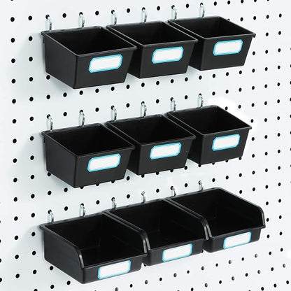 FRIMOONY Pegboard Bins with Hooks and Labels, - Image 2