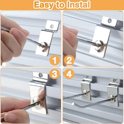Moxweyeni 100 Pcs Heavy Duty Slatwall Panel Hooks Hanging Metal Slat Wall - Image 3