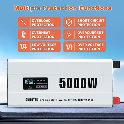 5000 Watts Power Inverter Peak 10KW, Pure Sine Wave 12V DC to 120V AC Off Grid - Image 8
