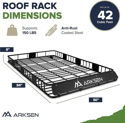ARKSEN 84 x 50 x 6 Inch Universal Extra Wide 150LB Heavy Duty Roof Rack Cargo - Image 7