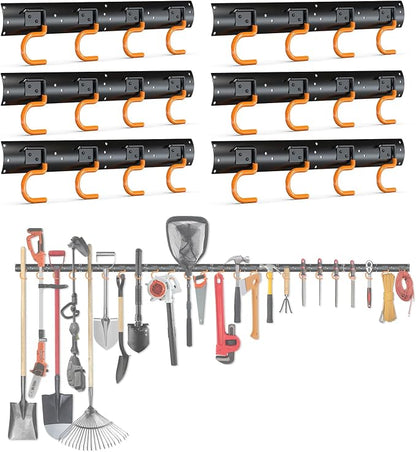 3-H 6×16" All Metal Garden Tool Organizer Wall Mount, Broom Holder Wall Mount by 3-H