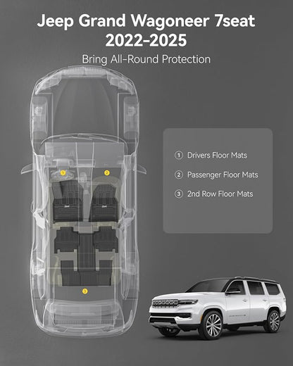 3W Floor Mats Fit for Jeep Grand Wagoneer/Grand Wagoneer L 2022 2023 2024 2025 - Image 3
