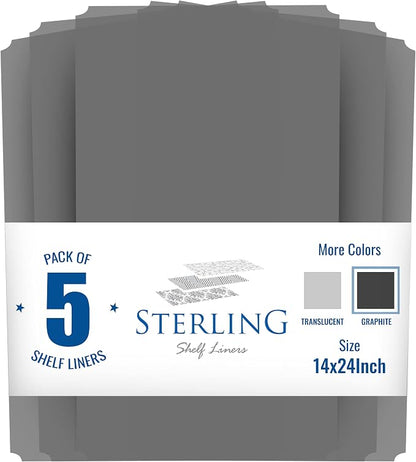 Shelf Liners for Wire Shelf System: Set of 5 in Graphite: 13.4 x 23.2 inch: - Image 2
