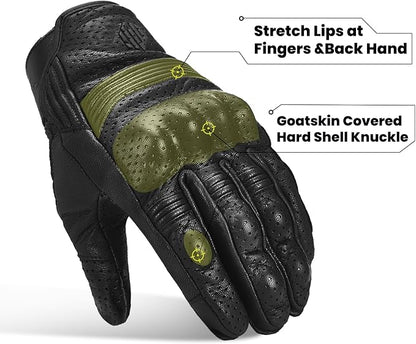 ILM Goatskin Leather Motorcycle Motorbike Powersports Racing Gloves Touchscreen - Image 2