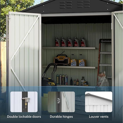 6 x 4 FT Outdoor Storage Metal Shed, Bike Garden Tool Shed - Image 6