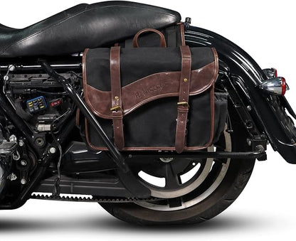 NICECNC Motorcycle Saddle Bags, Vintage Oil Waxed Canvas Saddlebags Motorcycle - Image 7