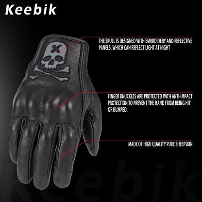 Goatskin Leather Motorcycle Motorbike Powersports Racing Gloves Reflective - Image 2