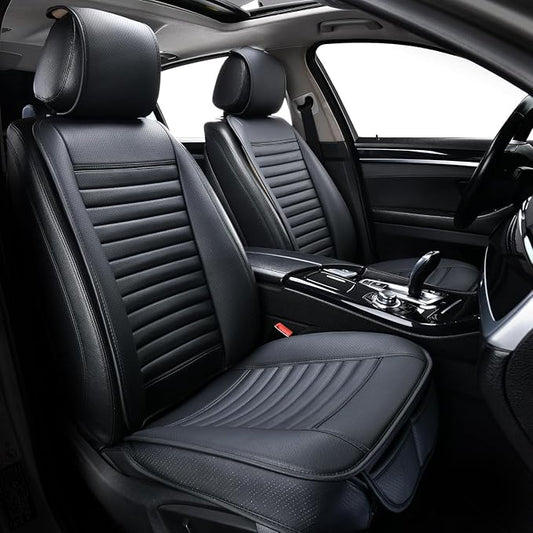Universal Leather Car Seat Covers Full Set, Car Seat Cushion Covers Protector by SunnyColor