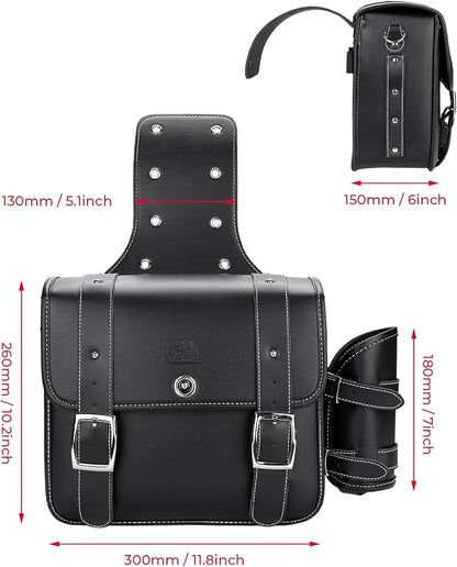 KEMIMOTO Motorcycle Saddlebags Throw Over Saddle bags 20L Faux Leather Side - Image 5