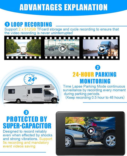 RV Backup Camera System AI WiFi GPS 7 inch Touch Screen Monitor Vehicle - Image 6