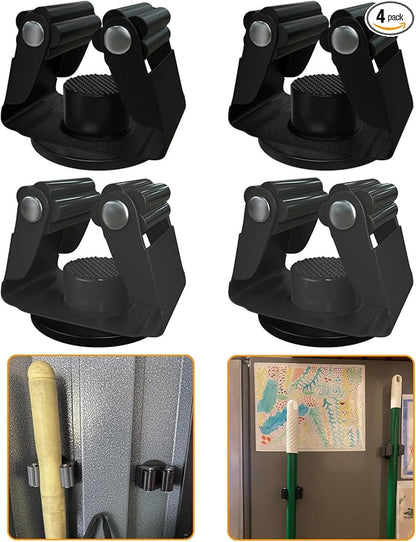 Magnetic Broom Holder for Refrigerator, No Drilling Magnetic Broom Holder Black by FYWZ