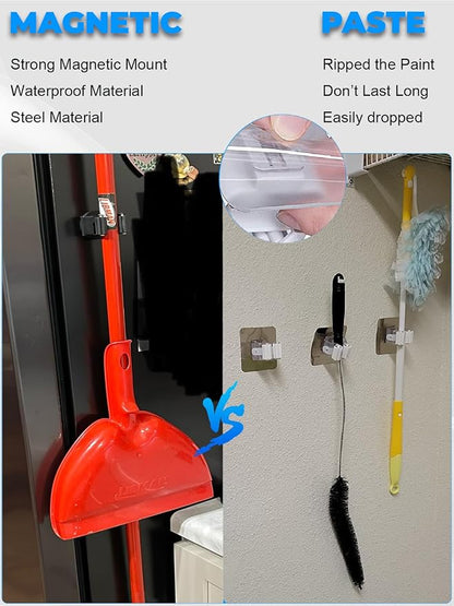 Magnetic Broom Mount, Mop Holder Magnetic No Drilling Magnetic Tool Holder Wall - Image 5