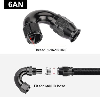EVIL ENERGY 6AN 150 Degree PTFE One Piece Full Flow End Hose Fitting Aluminum - Image 4