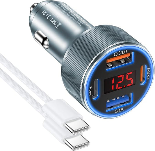 Car Phone Charger for iPhone 16 15, Besgoods USB C Car Charger Adapter 4 Ports by Besgoods