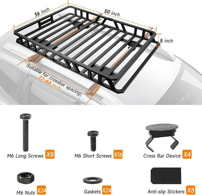 NIHAO 50"x36"x5" Heavy Duty Roof Rack Cargo Carrier, Universal Car Top Luggage - Image 4