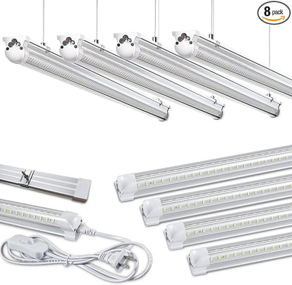 8Pack 8FT LED Shop Light Garage Light, 100W 6000K White Light 15000LM Super by Skymoatled