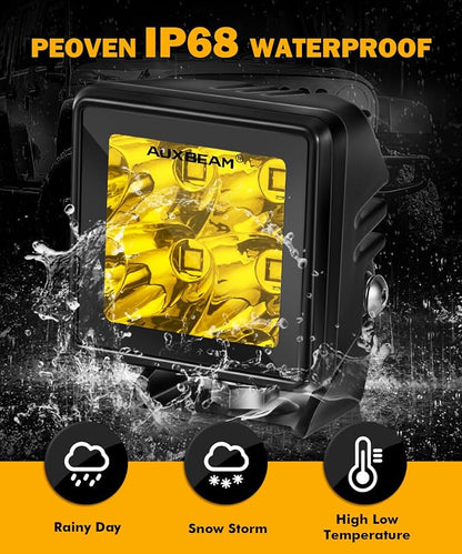 Auxbeam LED Pod Light, 2 Inch Amber Fog Light Offroad Cube Light Pods Focusing - Image 5