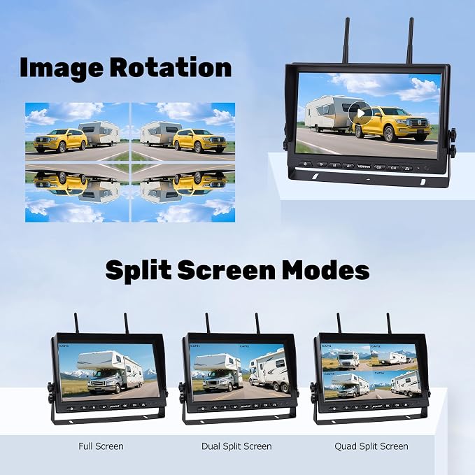 10.1" 4-Magnetic Wireless RV Backup Camera, HD1080P DVR Monitor, IP69 - Image 7