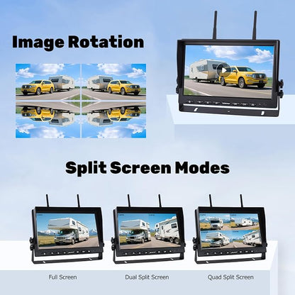 10.1" 4-Magnetic Wireless RV Backup Camera, HD1080P DVR Monitor, IP69 - Image 7