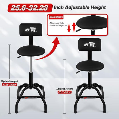 Shop Stool with Backrest, Mechanic Garage Stool - Image 2