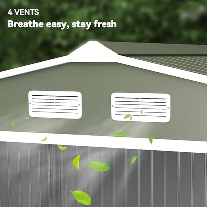 Outsunny 9' x 6' Outdoor Storage Shed, Garden Tool Metal Shed - Image 8