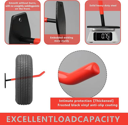 4 Pcs Wall Mount Garage Tires Hooks, 10 Inch Heavy Duty Steel Garage Storage - Image 4