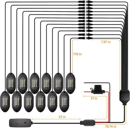 Honalia Pure White Rock Lights for Trucks 12 Pods, 6000K White LED Rock Lights - Image 6