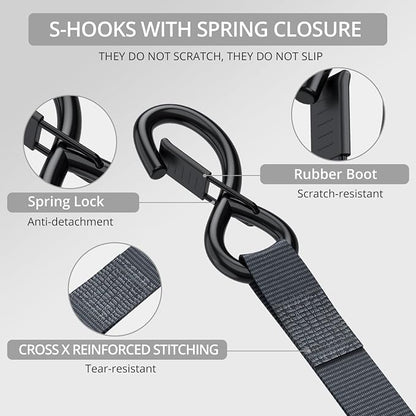 Justech 2 Pack Retractable Ratchet Straps, 1 in x 11.6 ft-1411 lbs Break - Image 4