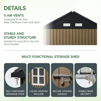 8X6FT Outdoor Steel Storage Shed - Image 3