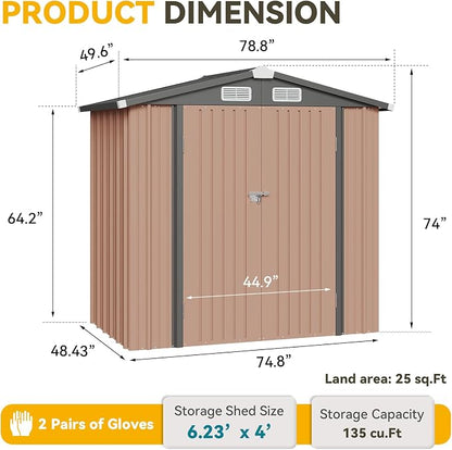 6x4 FT Outdoor Storage Shed - Image 2