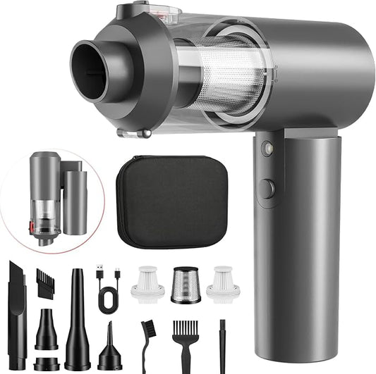 90° Foldable Car Vacuum Portable Cordless 16000PA Suction, 4-in-1 Mini Vacuum by HOMIGIFTY