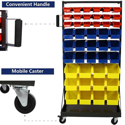 90 Parts Bin Rack Garage Storage Unit 9 Tiers System Steel Shelf - Image 3