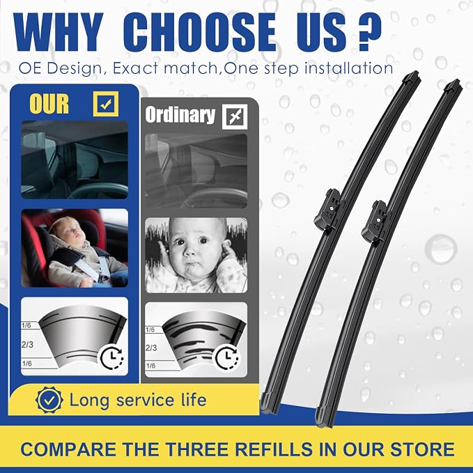 3 wipers Replacement For GMC Acadia 2007-2012 Saturn Outlook 2007-2010 Original - Image 2