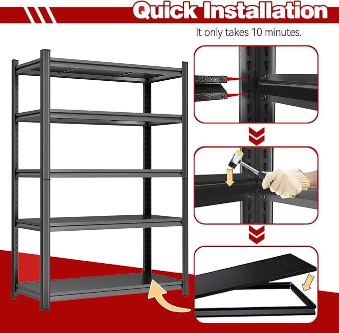 72" H Garage Shelving Unit 3500 LBS Heavy Duty Storage Shelves, Adjustable 5 - Image 4