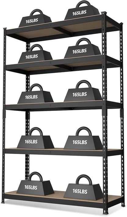 WORKPRO 5-Tier Steel Shelving Unit-Black, 35-3/10”W x 17-1/2”D x 72”H, by WORKPRO