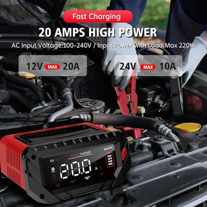 Haisito 20 Amp Lithium Battery Charger, 12V and 24V Lifepo4, Lead-Acid Portable - Image 4