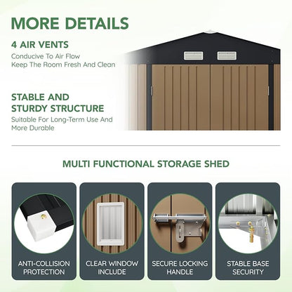 10X10X7.5 FT Outdoor Steel Storage Shed - Image 3