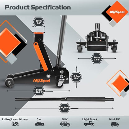 3 Ton Floor Jack, Heavy Duty Hydraulic Jack - Image 4