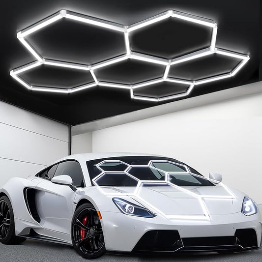 tewei Hexagon LED Garage Light, 6 Grids Hexagon Car Detailing Lighting Fixture by TeweiBrand
