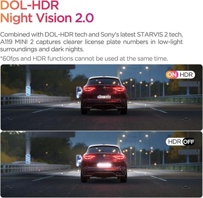 VIOFO Dash Cam A119 Mini 2, STARVIS 2 Sensor, 2K 60fps/HDR 30fps Voice Control - Image 3