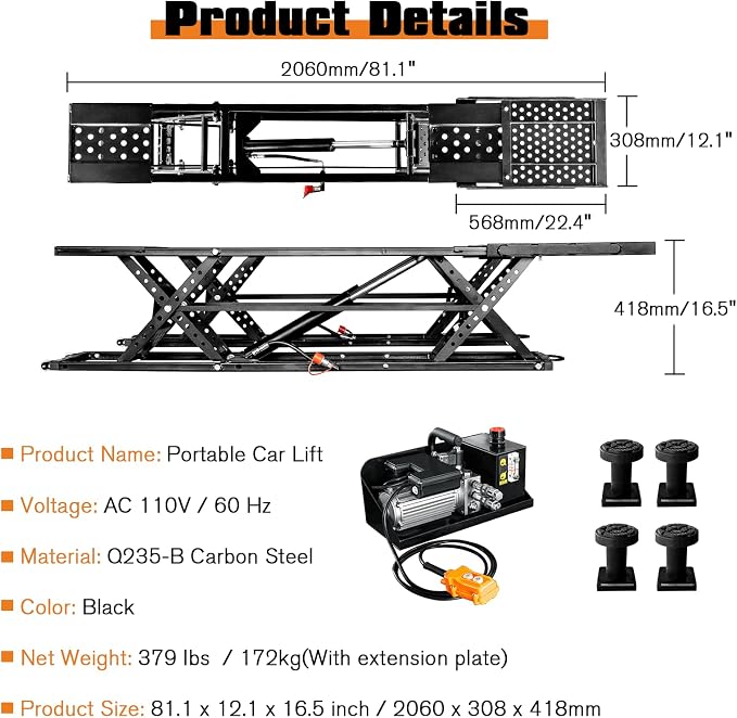 Jocisland Portable Car Lift, Capable of Lifting 5000 LBS Quick Jack - Image 2