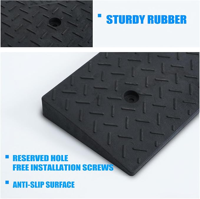 2 Pack 1.2'' Rise Rubber Curb Ramp Heavy Duty Loading Rubber Curb Ramps 3 Tons - Image 5