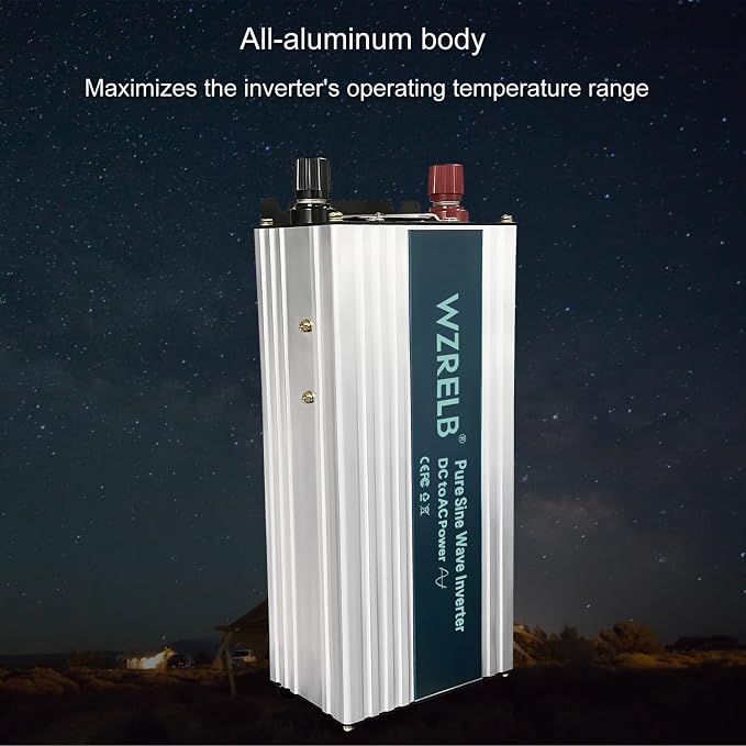 WZRELB 1000W Pure Sine Wave Inverter 12V DC to 110V 120V AC, Car Power Inverter - Image 5