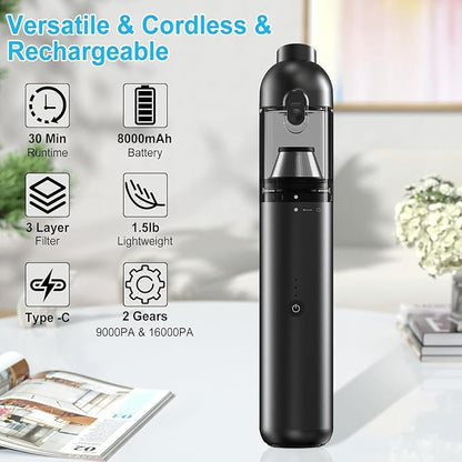 Handheld Vacuum Cordless, 16000pa Car Vacuum Cleaner High Power, 2 Speed Modes - Image 6