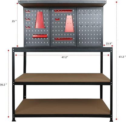 Prostormer Workbench, 47.25 inch Multipurpose Garage Worktable - Image 2