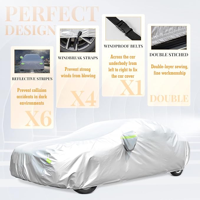 Car Cover Outdoor Full Exterior Covers Sedan Sun UV Rain Snow Wind Protection - Image 7